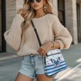 thumbnail image 4 of HELLHERO Multiple Zipper Pockets Shoulder Bag for Shopping and Work, PU Leather Waterproof Women's Shoulder Crossbody Purse, Butterfly Stripe Pattern, 4 of 7