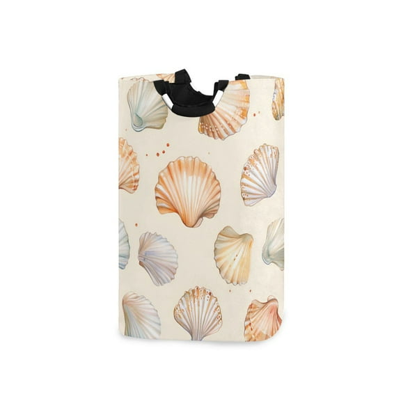 Yayeee Freestanding Laundry Hamper with Handle Collapsible Large Storage Basket for Clothes, Beige Seashell