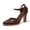 dark brown, variant on Women Chunky High Heels Closed Pointed Toe Ankle Strap Pumps Vintage Dress Party Shoes