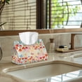 thumbnail image 5 of COEQINE Tissue Box Cover PU Leather Tissue Box Case Modern Rectangle Tissue Case Holder Table Dryer Sheet Dispenser for Home Decor Creative Decorative, Butterfly Tulip Flower Colorful, 2 PCS, 5 of 7