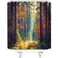 thumbnail image 3 of Fall Forest Shower Curtain – Autumn Tree Fallen Leaves Romantic Seasonal Outdoor Nature Scene – Polyester Curtains with Hooks – Perfect for Creating a Cozy and Inviting Bathroom Ambiance, 3 of 6