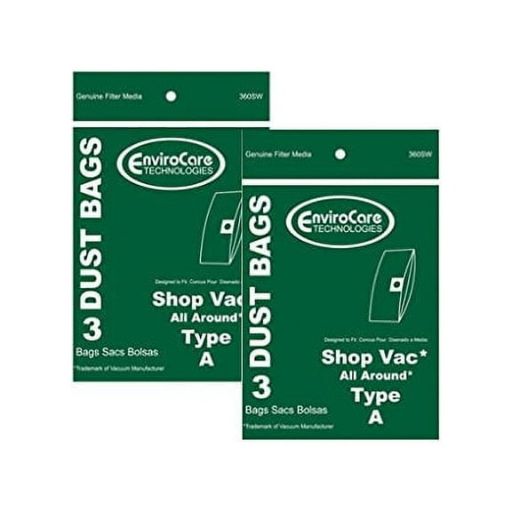 6 EnviroCare 6 Compatible with ShopVac Type A 1.5 Gallon Wet Dry Compatible with Shop Vac Vacuum Bags SV-9066700 Vacuum Cleaner Bags