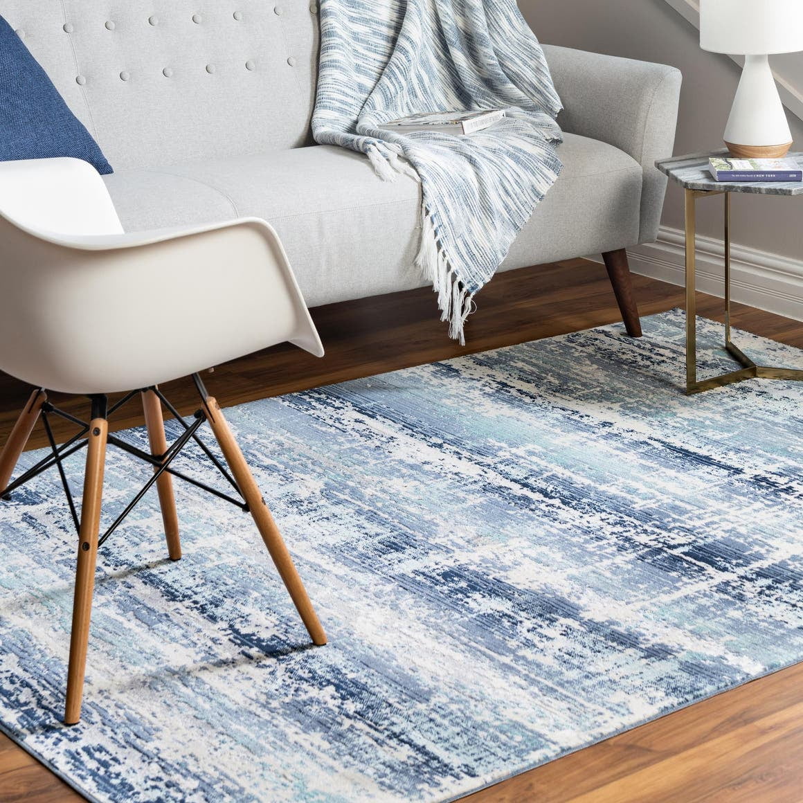 Rugs.Com Malibu Collection Area Rug ‚Äì 9' x 12' Blue Low-Pile Rug