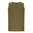 thumbnail image 4 of Wyobmus Mens Linen Tank Tops Moisture Wicking Sleeveless Crew Neck Gym Workout Top Casual Bodybuilding Basic Tees Olive Green, 4 of 6
