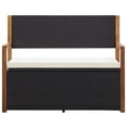 thumbnail image 4 of vidaXL Storage Bench Outdoor Patio Bench Poly Rattan and Solid Wood Acacia, 4 of 16