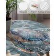 thumbnail image 5 of Retro Ocean Sea Turtle Starfish Fitted Round Tablecloths Elastic Edged Table Covers 36"-44",Marine Coral Shell Seahorse Waterproof Dining Room Kitchen Table Cloth for Holiday Party Tables Decor, 5 of 8