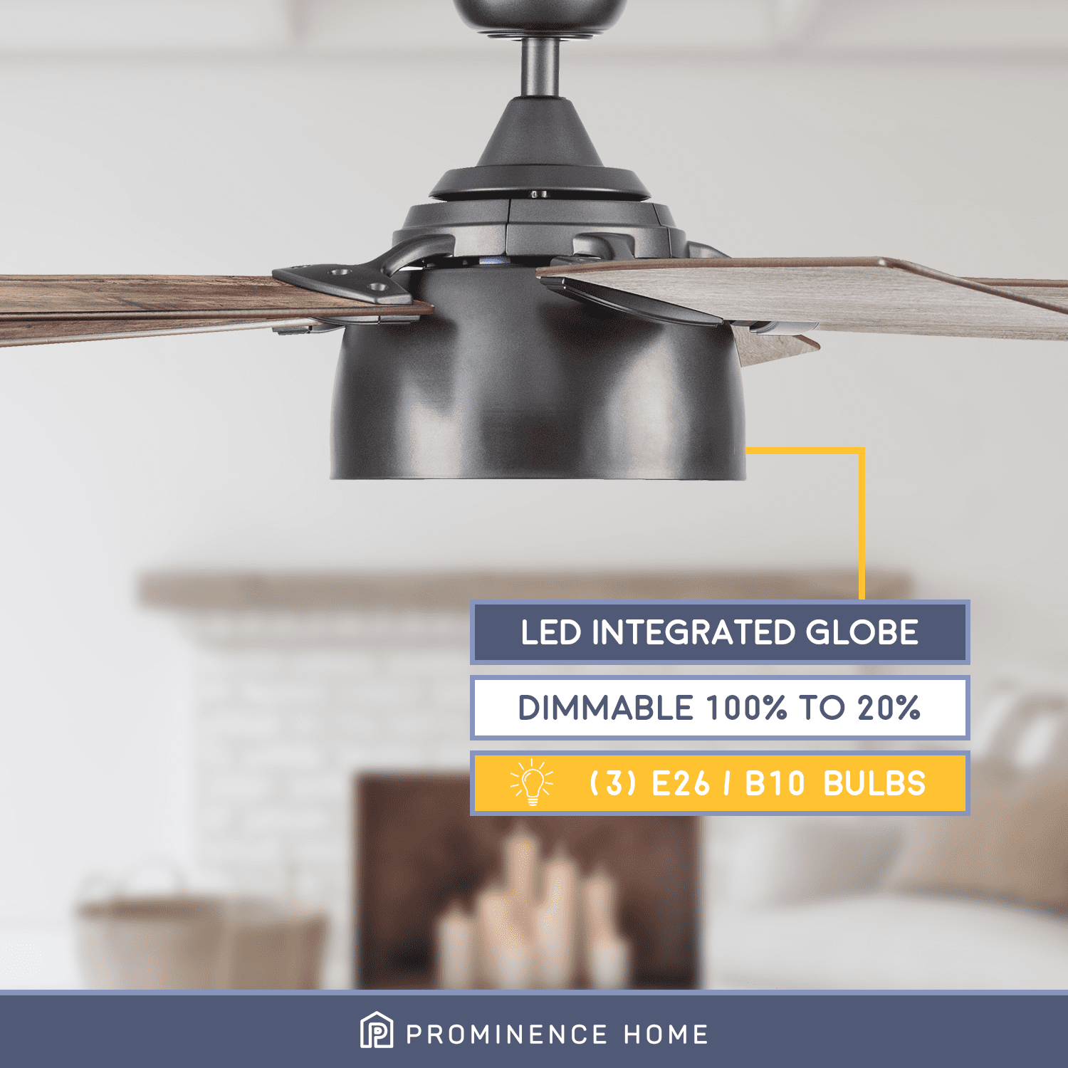 Prominence Home 52" Octavia Iron Remote Control Ceiling Fan, 5 Blades