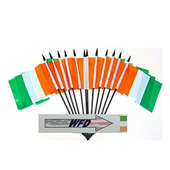 Pack of 12 4"x6" Ivory Coast Polyester Miniature Office Desk & Little Table Flags, 1 Dozen 4"x 6" Cote D'Ivoire Small Mini Hand Waving Stick Flags (Flags Only)