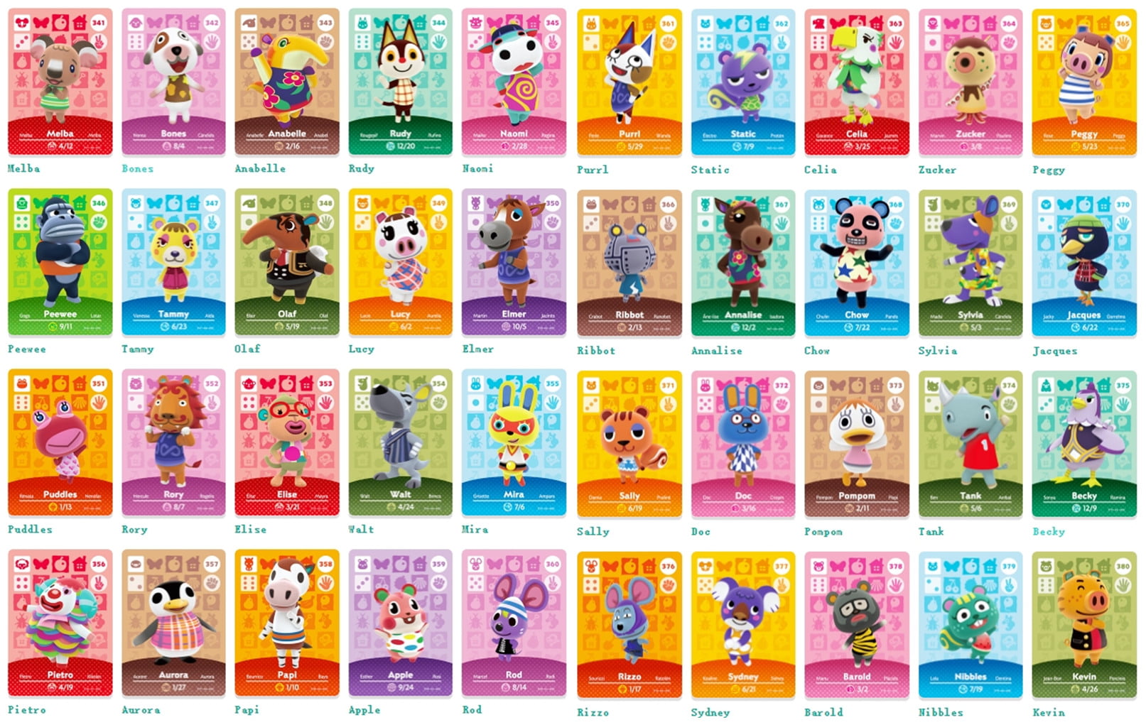 Series 1 Animal Crossing Amiibo Cards. 106-Pcs New Horizons Villagers Cards  Fits Switch Games Animal Crossing New Horizons. 