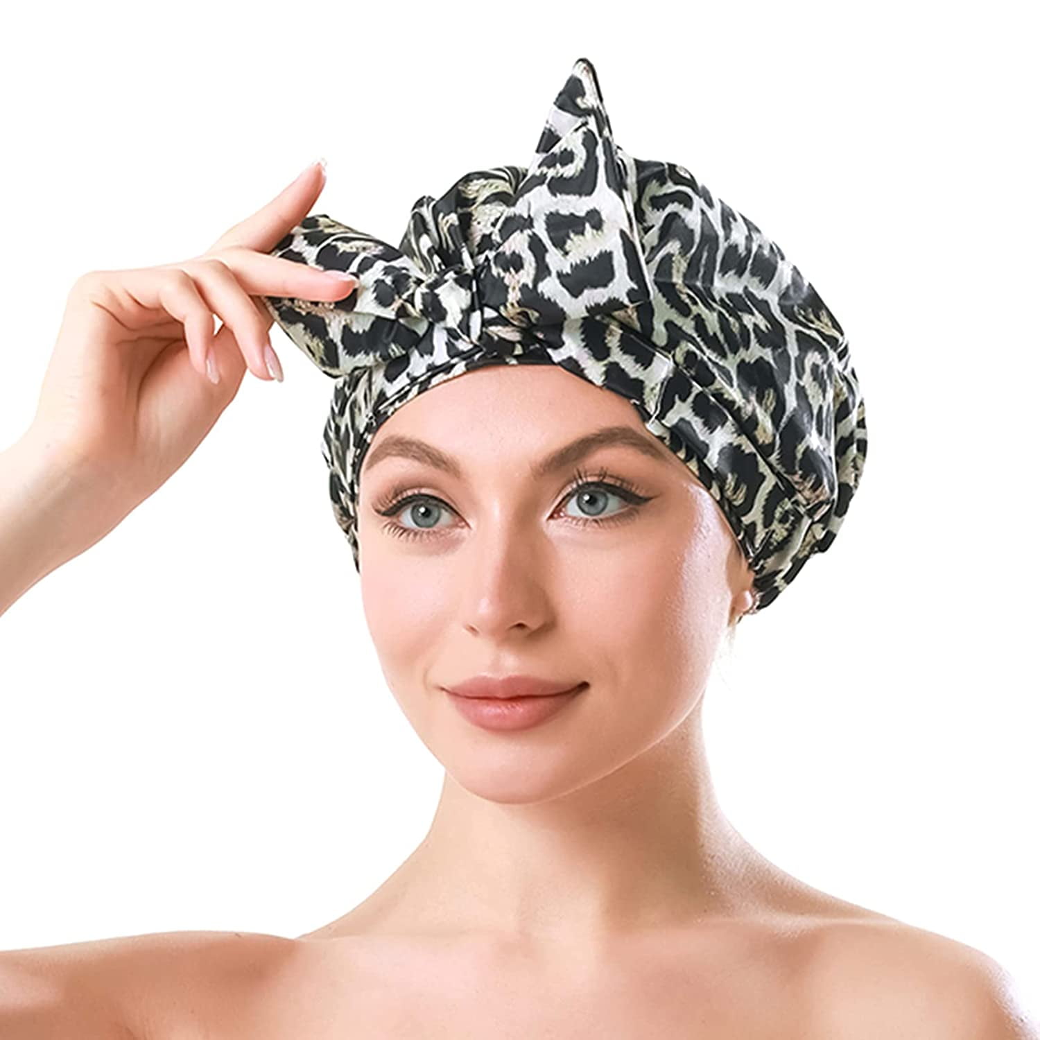 ACEUR Shower Cap for Women Long Hair Reusable, Adjustable Shower Caps & Luxury Waterproof Bathing Hair Cap for Women, Elegant Double Layer Shower Caps