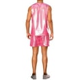 thumbnail image 3 of INSPIRE CHIC Holographic Tank Top and Shorts Set for Men's Party Disco Metallic 2 Pieces Outfits M Pink, 3 of 5