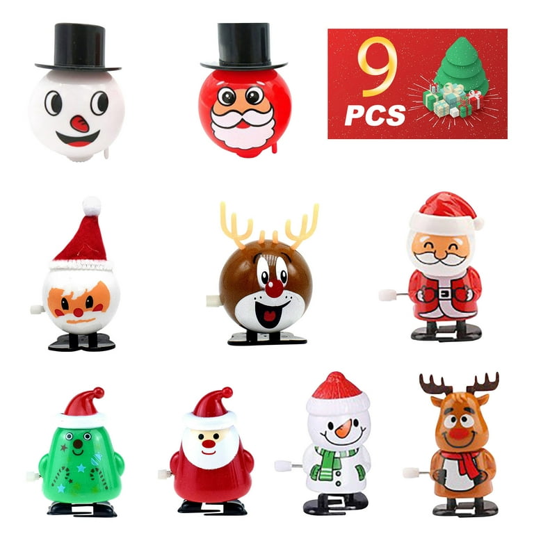Holiday Ornaments 9pcs Christmas Stocking Stuffers Wind Up Toys Assortment  For Christmas Party Favors Gift Bag Filler