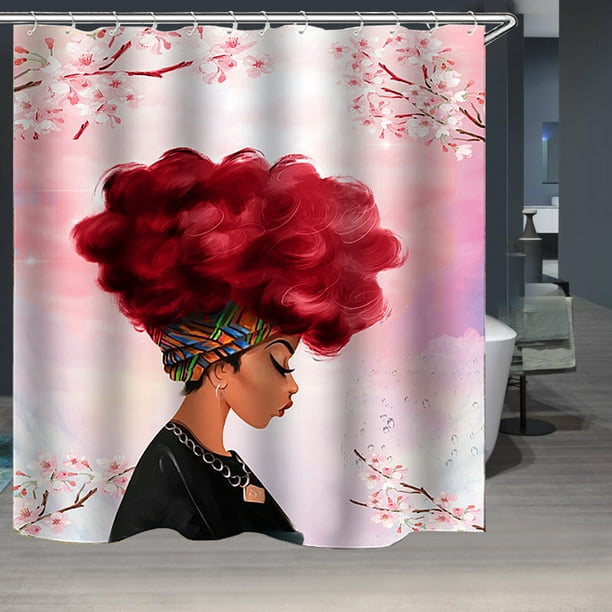 71 X71 African Girl Shower Curtain Waterproof 13 Piece Bathroom Set Fabric Polyester Printed 12 Hooks Rings Walmart Com Walmart Com