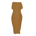thumbnail image 4 of Off-Shoulder Batwing Sleeve Maxi Dress, Women's Loose Lounge Nightdress, Casual Comfy Sleepwear Brown XL, 4 of 5