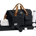 thumbnail image 3 of DAKIMOE Travel Duffle Bag for Women Large Weekender Bags Carry on Gym Duffel Bag with Wet Pocket/Shoe Compartment Waterproof Overnight Tote for Plane Hospital Sports Yoga Business Trips, Black&Brown, 3 of 10