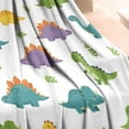 thumbnail image 3 of White Cartoon Dinosaurs Leaves Pattern Blanket,Comfortable Soft Flannel Throw Blanket,All Season,Warm Lightweight Blankets for Sofa Bed Couch Living Room Chair,30"x40", 3 of 4