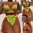 thumbnail image 2 of Conjunto de lencería de malla exquisita para mujer, sujetador, liga y bragas, picardías, ropa de dormir recortada Fridja nalpqowj40748, 2 of 7