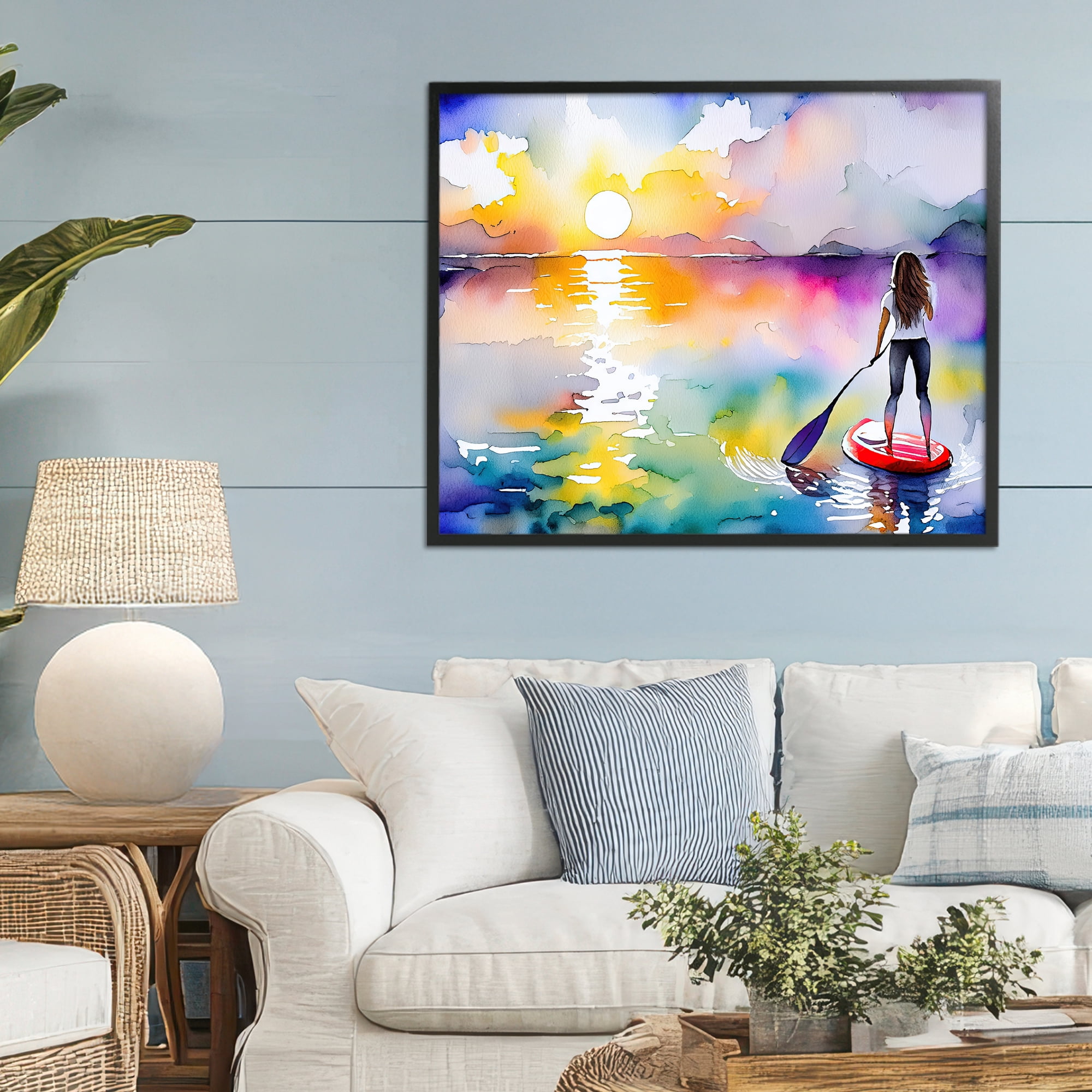 Stupell Industries Sunset Paddle Drift Black Framed Giclee Art, design by Shelly Craig