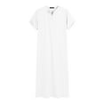 thumbnail image 6 of MSJUHEG Robe Mens Robe Dolman Crew Neck Short Sleeve Mens Casual Solid Round Neck Zipper Muslim Robe Short Sleeve Jubba Thobe Robe For Women Long White Xxl, 6 of 9