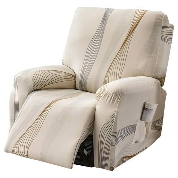 AUQ Recliner Chair Cover 4-Pieces Lazyboy Cover for Recliner Chair with Storage Pockets Furniture Protector for Living Room,Jacquard Sofa Slipcover for Kids,Pets,Dog and Cat