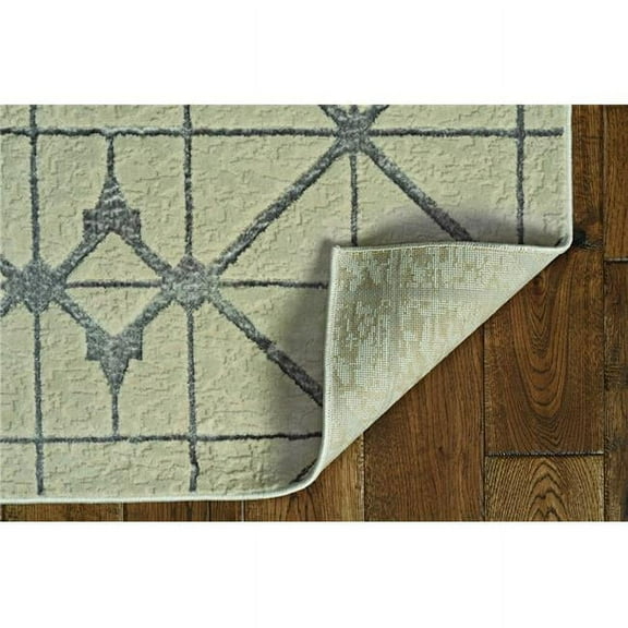10'x13' Ivory Silver Machine Woven Geometric Indoor Area Rug