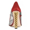 thumbnail image 4 of FSJ Women Pointed Toe Rhinestone Mesh Pumps Single Band Chain Chunky High Heels Elegant Prom Party Evening Shoes Size 8 Red, 4 of 5