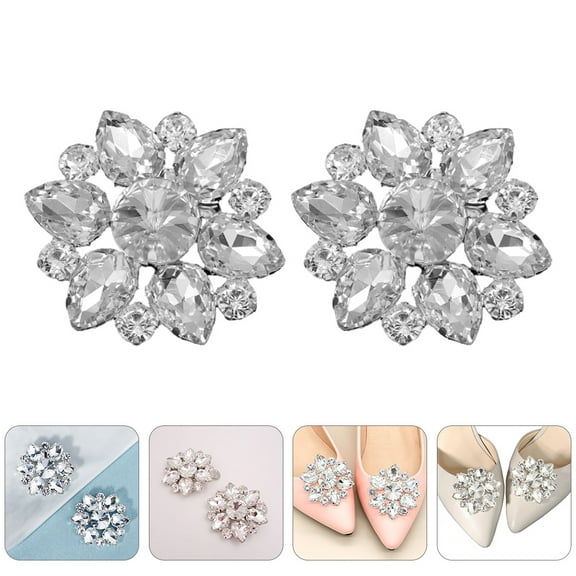 HINTRMENT 2Pcs Detachable Rhinestones Shoe Buckles with Alloy Material for Elegant Shoe Decoration 5.50X5.50X1.00cm
