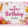 thumbnail image 4 of Pink Themed Happy Birthday Banner with Crown Element Party Decoration Backdrop for Birthday Parties Photography Props and Home Decorations, 4 of 8