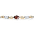 thumbnail image 3 of 925 Silver and 10K Yellow Gold Red Garnet and White Moissanite and Lab Grown Diamond Bracelet for Women | 2.06 Cttw | Gemstone January Birthstone | Oval Checkerboard 7X5MM | Fully Adjustable 9", 3 of 5