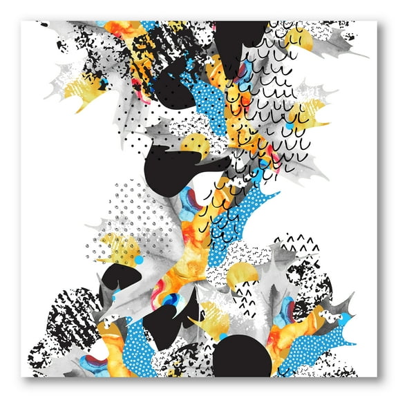 Designart ' Fluid Shapes In Bauhaus Memphis Style Minimal ' Modern Canvas Wall Art Print