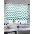 thumbnail image 5 of Abstract Gradient Sheer Curtains 54 Inch Long 2 Panels, Stripes Green Ombre Chevron Wave Light Filtering Rod Pocket Semi Sheer Curtains, Sheer Voile Drapes for Living Room Bedroom, 52"x54", 5 of 5