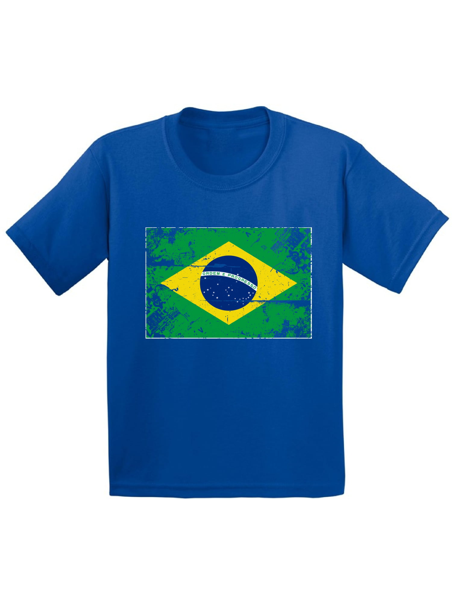 Brasil Flag Map Kids Children Crew Neck Tshirts Help Shirt