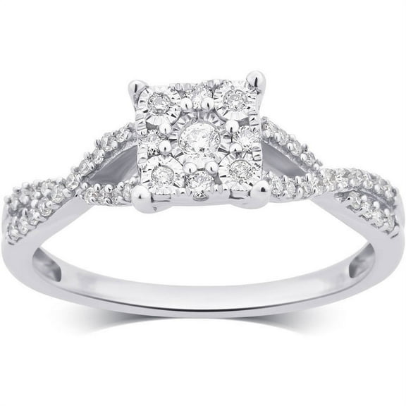 Arista 1/4 Ct Diamond Illusion-Set Fashion Promise Ring in Sterling Silver (I-J, I2-I3)