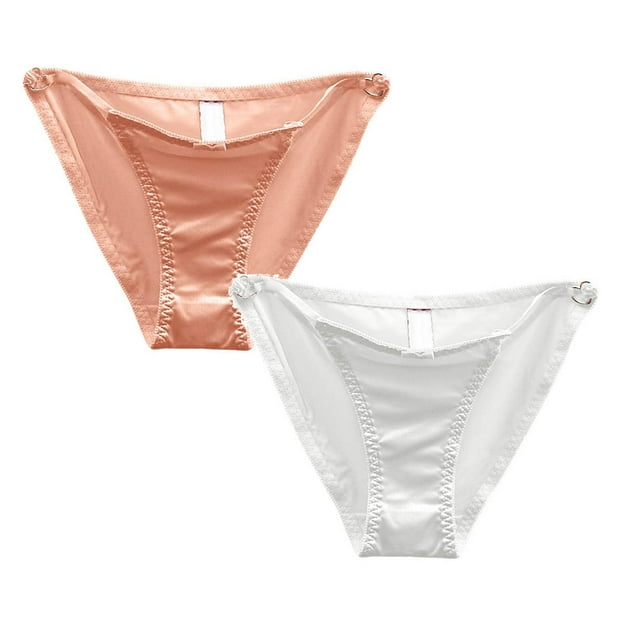 Calzones Sin Costuras Para Mujer Ropa Interior Hueca Con Lazo Francés Para Mujer, Cintura Baja, Superficie De Satén Sin Costuras y Un Triángulo Abotonado Con Un Deseo Puro De Amor *2 Piezas