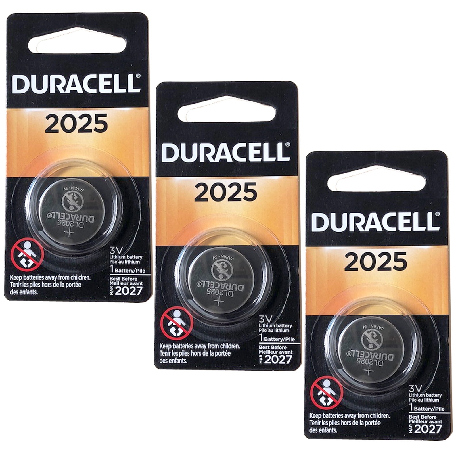 3x Duracell 3V Lithium Coin Battery 280-205, SB-T14, 5003LC, ECR2025, BR2025