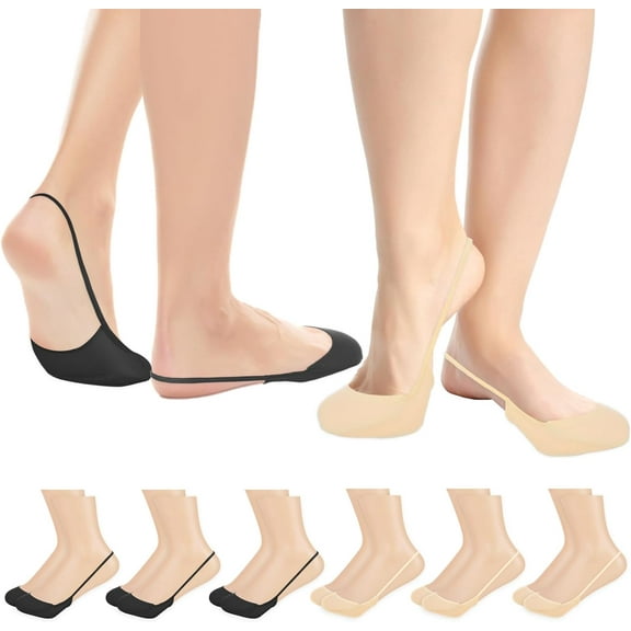 6 Pairs Ultra Low Cut Liner Socks Women Ball of Foot Cushion Socks Women No Show Toe Topper Socks with Invisible Sling Back Padded Half Socks Socks for High Heels