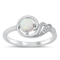 CHOOSE YOUR COLOR White CZ White Simulated Opal Wholesale Ring .925 Sterling Silver Band Female Size 9
