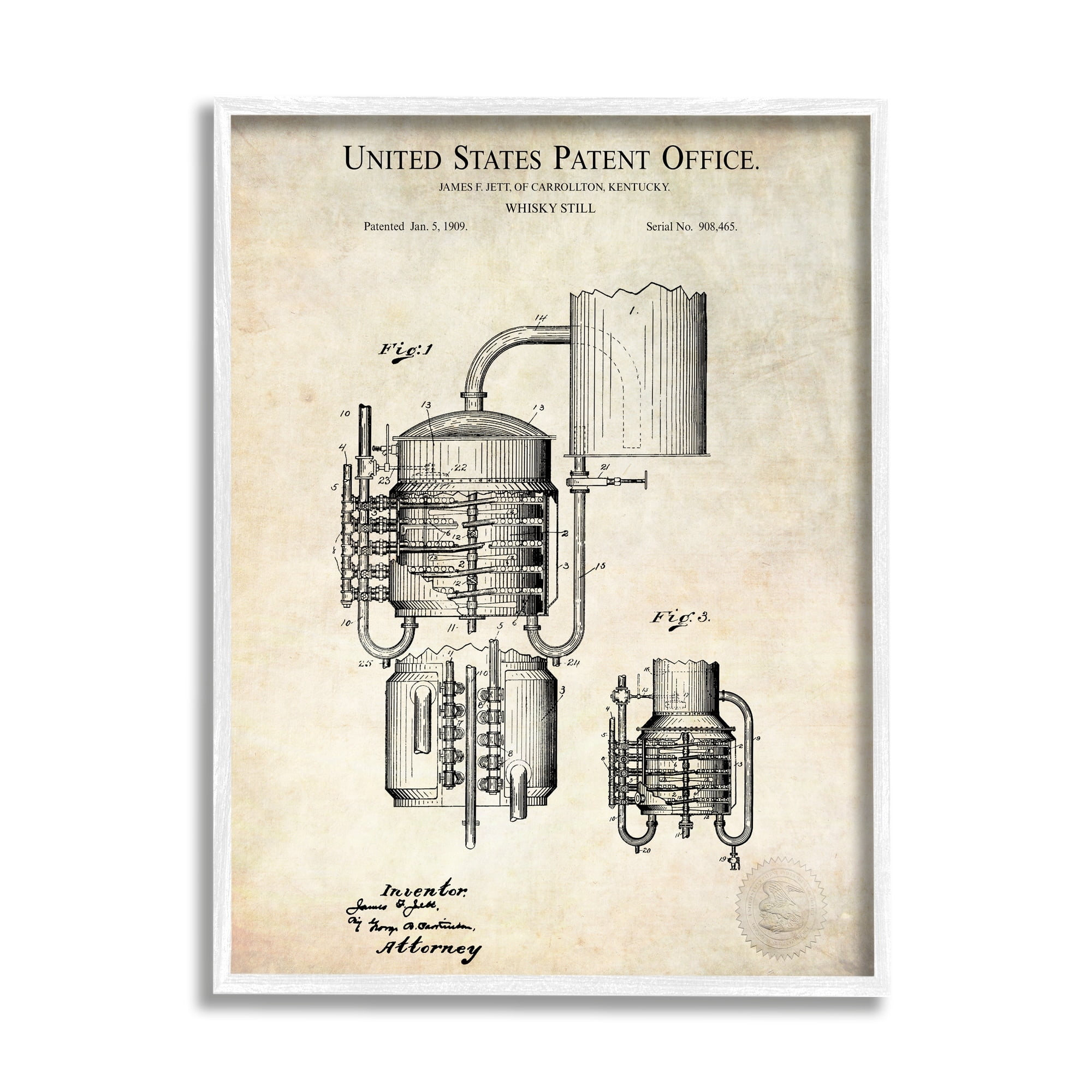 Stupell Industries Vintage Whiskey Still Liquor Detailed Blueprint Diagram Framed Wall Art, 24 x 30, Design by Karl Hronek