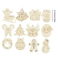 thumbnail image 4 of Shoreew 12 Pcs Wooden Christmas Ornaments to Paint DIY Blank Unfinished Wood Reindeer Santa Claus Christmas Tree Bell Wreath Cutouts for Winter Hanging Decorations, 4 of 7