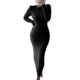 thumbnail image 1 of MAWCLOS Robe Chandail Femme Col Rond Maxi Robes Manches Longues Chandail Jumper Décontracté Travail Couleur Unie Noir P, 1 of 2