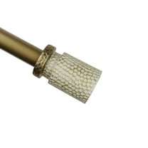 Urbanest 1" Hammered Adjustable Curtain Rod with Designer Finials — Heavy-Duty Metal Telescoping Rod, Easy Install, 28"–48″, Gilded French White