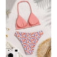 thumbnail image 6 of CCRFTGI Girls Swimsuit 2 Piece V Neck Bikini Set Cute Floral Gingham Halter Triangle Wireless Bikini Bathing Suit Summer Swimwear with Adjustable Strap Orange 5-6 Years, 6 of 7