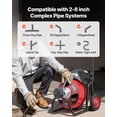thumbnail image 3 of VEVOR Drain Cleaner Machine 75 FT x 1/2 Inch, Auto Feed Sewer Snake Auger on Wheels, Portable Drain Cleaning Machine with 4 Cutters & Air-activated Foot Switch, 3 of 9