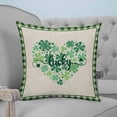 thumbnail image 4 of 26x26 Pillow Covers Set of 2, St. Patrick's Day Throw Pillow Covers Decorative Couch Cushion Case, Love Lucky Shamrock Green Plaid Linen Microfiber Square Pillowcases for Bedroom Car Living Room, 4 of 7