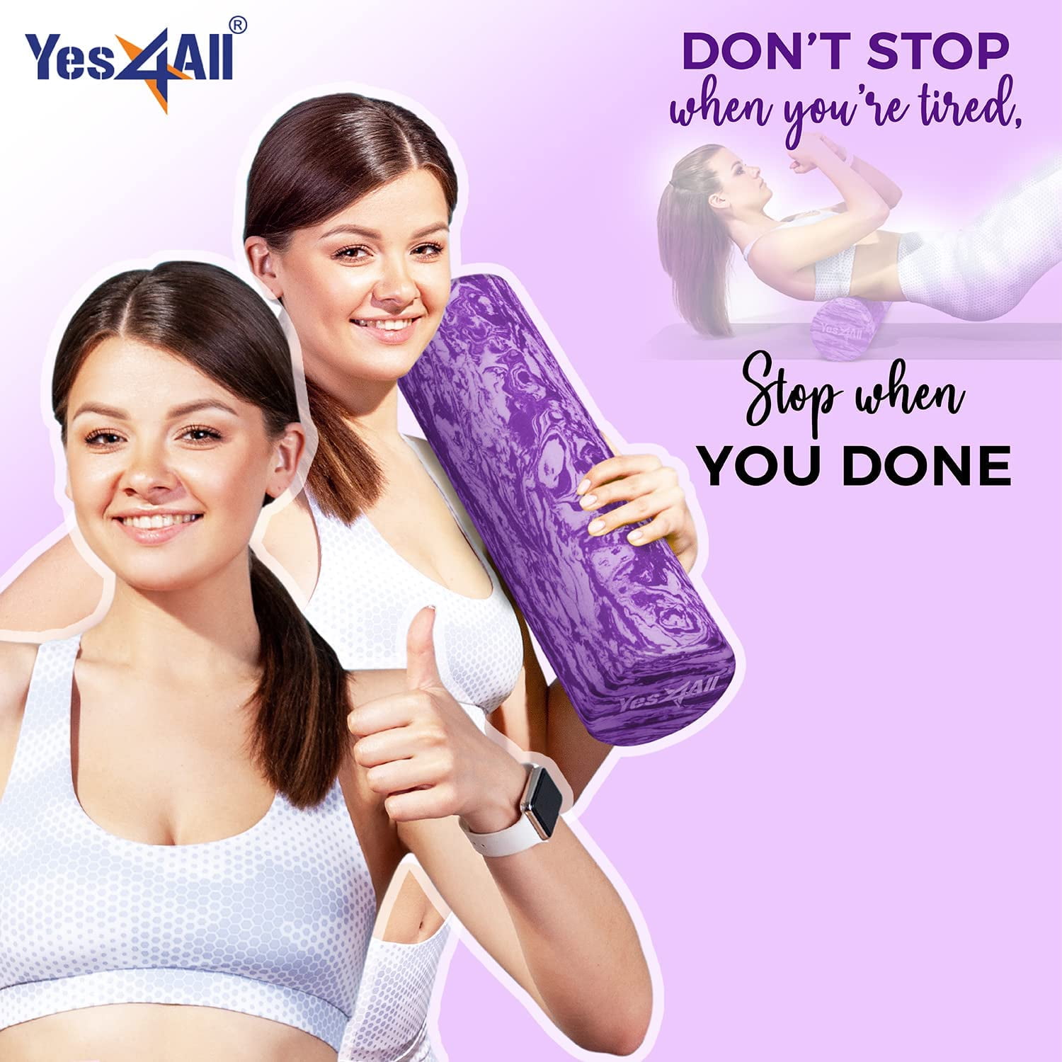 Yes4All 18inch Exercise Foam Roller EVA Clematis Marbled