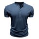 thumbnail image 4 of Tops para hombre, blusas y camisas de manga corta con cuello redondo para hombre, jersey informal de medio botón con cuello redondo y manga corta de color liso a la moda para hombre, top de poliéster, 4 of 8
