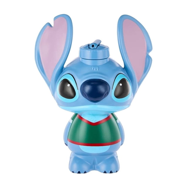 Botella Disney Stitch de Plástico con Tapa y Popote para Agua