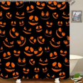 thumbnail image 3 of Juego de 4 cortinas de ducha de Halloween, cortina de ducha de tela blanca impermeable, alfombrilla de baño antideslizante, alfombras de baño, lindo fantasma rosa, divertido castillo de murciélago de, 3 of 7