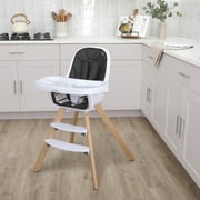 Evolur Zoodle 2-in-1 High Chair Booster Feeding Chair with Modern Design, Black