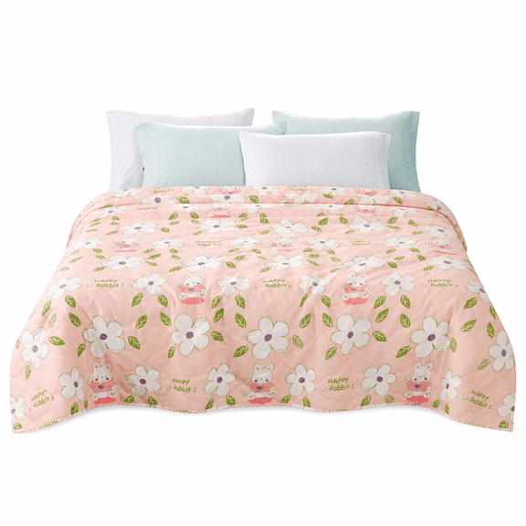 AURENIX Lightweight Summer Quilt Twin Breathable Soft Cooling Quilt for Bed Sofa Travel Floral Print Machine Washable for All Ages 3.3×4.9FT